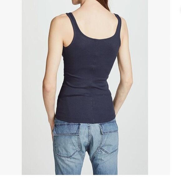 NEW Vince Sz S Navy Blue Favorite Tank Modal Jersey Fitted BalletCore Long Top - Picture 3 of 7
